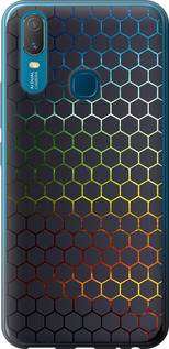 Чехол для Vivo Y11 Переливающиеся соты (Черный)