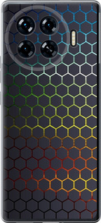 Чехол для Tecno Spark 20 Pro+ Переливающиеся соты (Черный)