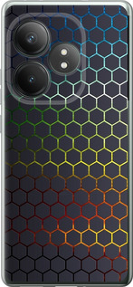 Чехол для Realme GT 6T Переливающиеся соты (Черный)