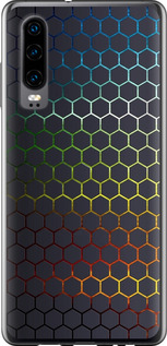 Чехол для Huawei P30 Переливающиеся соты (Черный)
