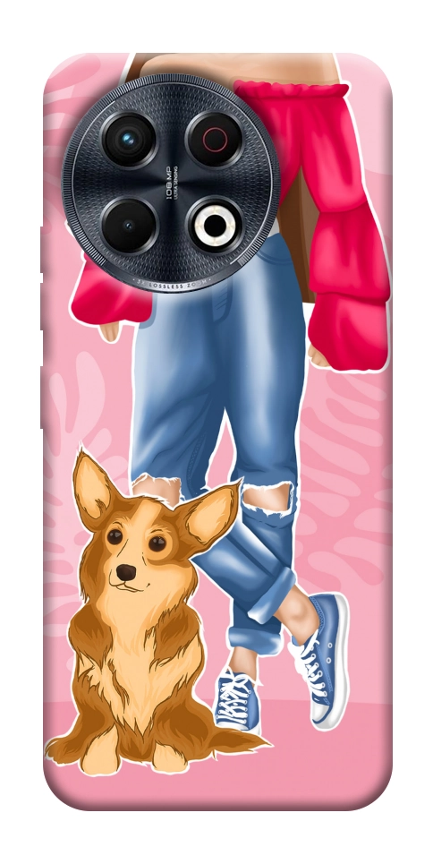 Чохол Girl and corgi для TECNO Spark 30 Pro (KL7)