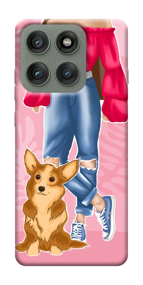 Чохол Girl and corgi для Motorola Edge 60 Pro
