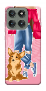 Чохол Girl and corgi для Motorola Edge 60 Pro