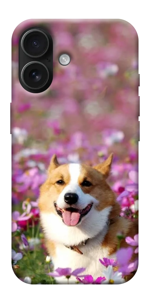Чохол Коргі в квітах для iPhone 17