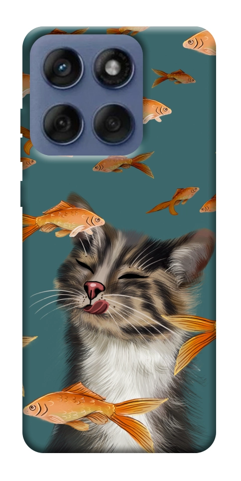 Чехол Cat with fish для Motorola Edge 60 Fusion