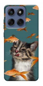 Чохол Cat with fish для Motorola Edge 60 Fusion