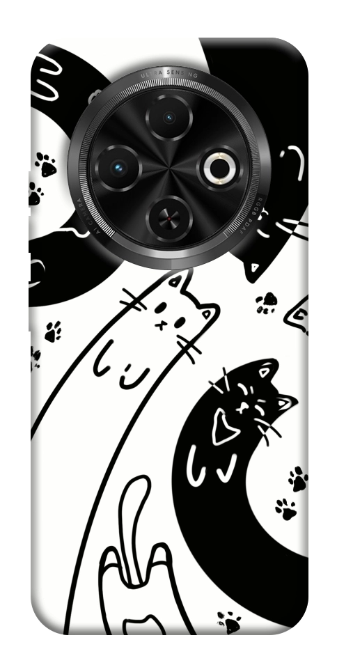 Чехол Черно-белые коты для TECNO Spark 30C (KL5n)