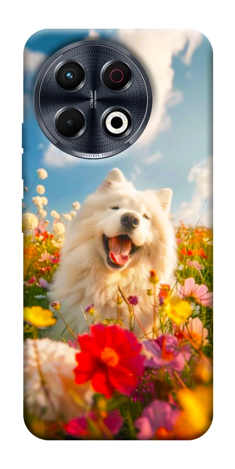Чохол Happy dog in flowers для TECNO Spark 30 Pro (KL7)