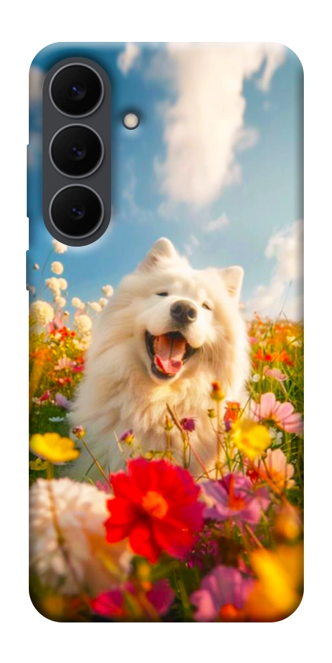 Чехол Happy dog in flowers для Galaxy S25 FE