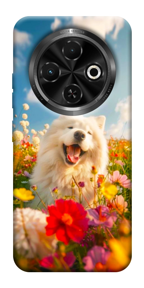 Чехол Happy dog in flowers для TECNO Spark 30C (KL5n)