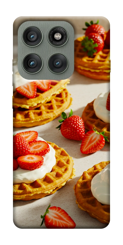 Чохол Вафлі з полуницею для Motorola Edge 60 Pro