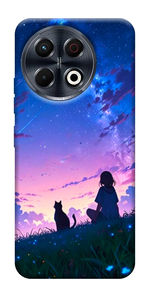 Чохол Space girl and cat для TECNO Spark 30 Pro (KL7)