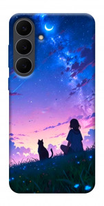 Чехол Space girl and cat для Galaxy S25 FE