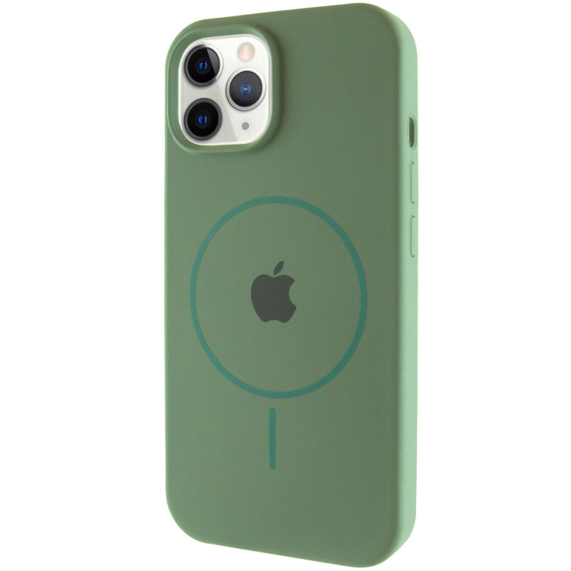 Чохол Silicone Case Full Protective (AA) with Magnetic Safe на Apple iPhone 12 Pro Max (6.7") (Зелений / Pine green)