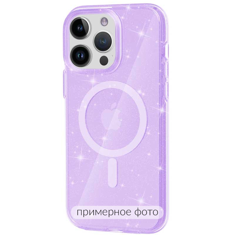 Чохол TPU Galaxy Sparkle (MagFit) на Apple iPhone 16 (6.1") (Purple+Glitter)