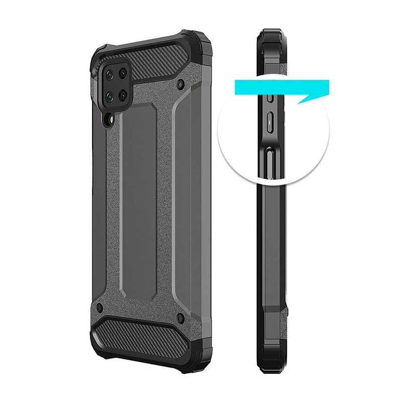 Бронированный противоударный TPU+PC чехол Immortal для Samsung Galaxy A12 (Металл / Gun Metal) в магазине vchehle.ua