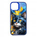 TPU+PC чехол TakiTaki Magic glow для Apple iPhone 13 Pro Max (6.7") (Cat / Blue)