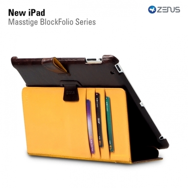 Кожаный чехол (Черный шоколад) Zenus Masstige Block Folio Series для New iPad 3 / iPad 2