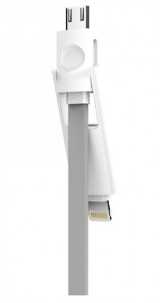 Фото Кабель ROCK Lightning / MicroUSB Combo Flat 100cm (5V/2.1A) (Серый / Grey) в магазине vchehle.ua