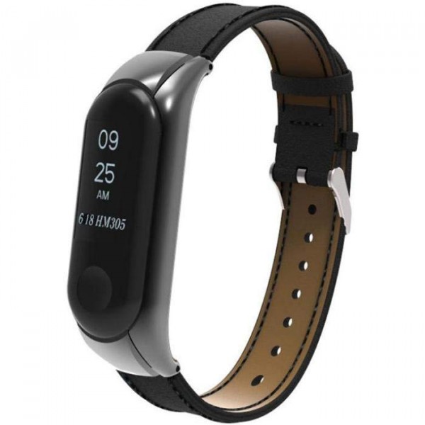 

Шкіряний ремінець для Xiaomi Mi Band 3/4 (Чорний) 660299