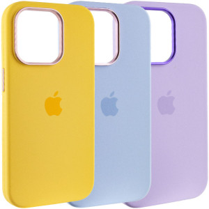 Чехол Silicone Case Metal Buttons (AA) для Apple iPhone 14 Pro (6.1")