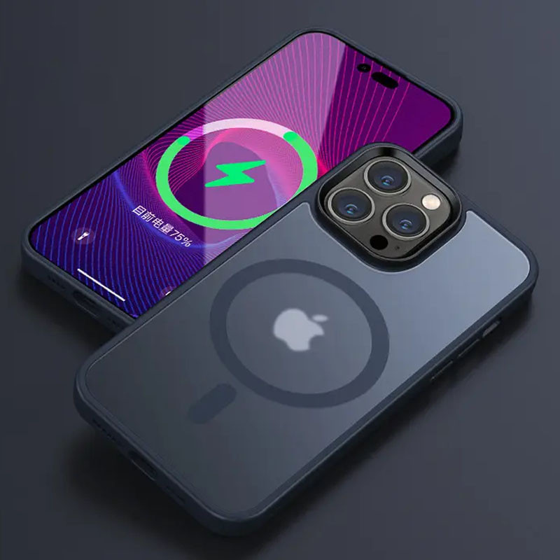 Фото TPU+PC чохол Metal Buttons with Magnetic Safe Colorful на Apple iPhone 16 Pro (6.3") (Синій) на vchehle.ua