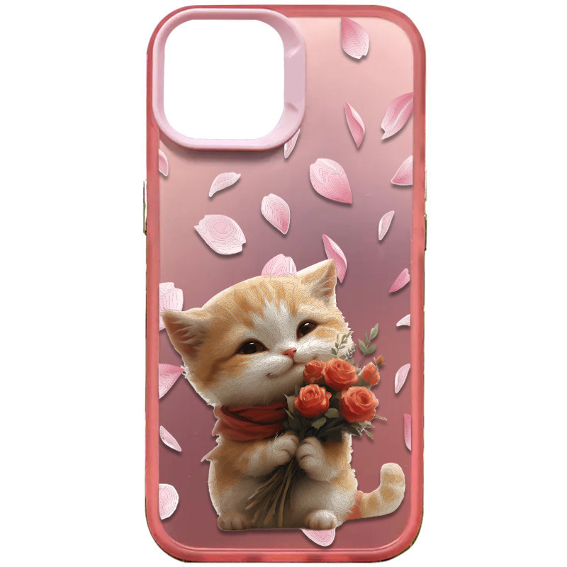 TPU+PC чехол TakiTaki Love magic glow для Apple iPhone 15 Pro (6.1") (Romantic kitten / Pink)