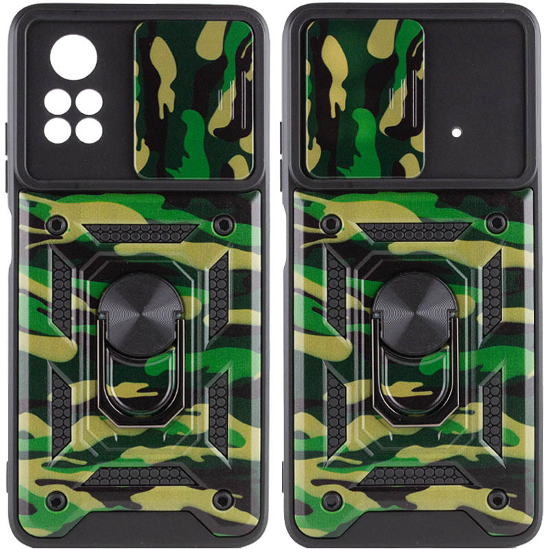 Ударопрочный чехол Camshield Serge Ring Camo для Xiaomi Poco X4 Pro 5G (Зеленый / Army Green)