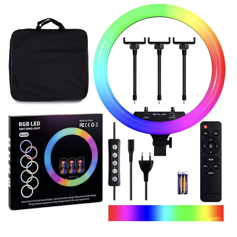 Кольцевая LED лампа RGB MJ-18, 436 диодов, 45 см (с сумкой)