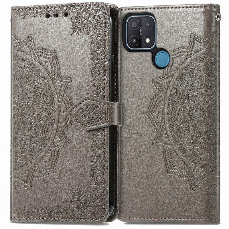 Кожаный чехол-книжка Art Case с визитницей для Oppo A15 / A15s (Серый) в магазине vchehle.ua