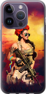 Чехол Украинка с оружием для iPhone 14 Pro