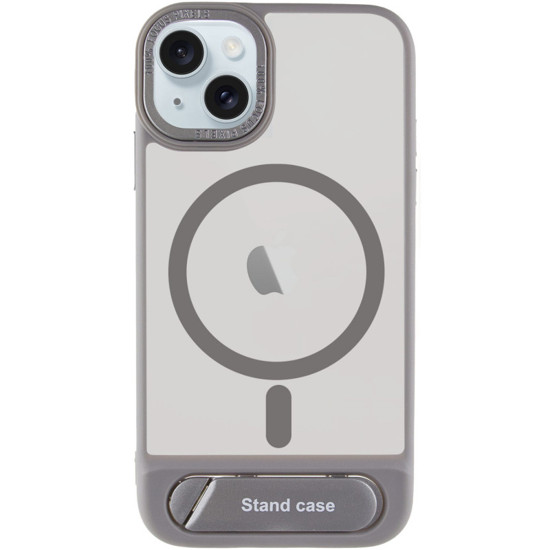 Фото TPU+PC чохол Stand case на Apple iPhone 15 (6.1") (Grey) на vchehle.ua