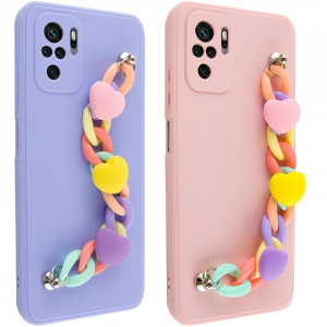 Чехол Chained Heart c подвесной цепочкой для Xiaomi Redmi Note 10