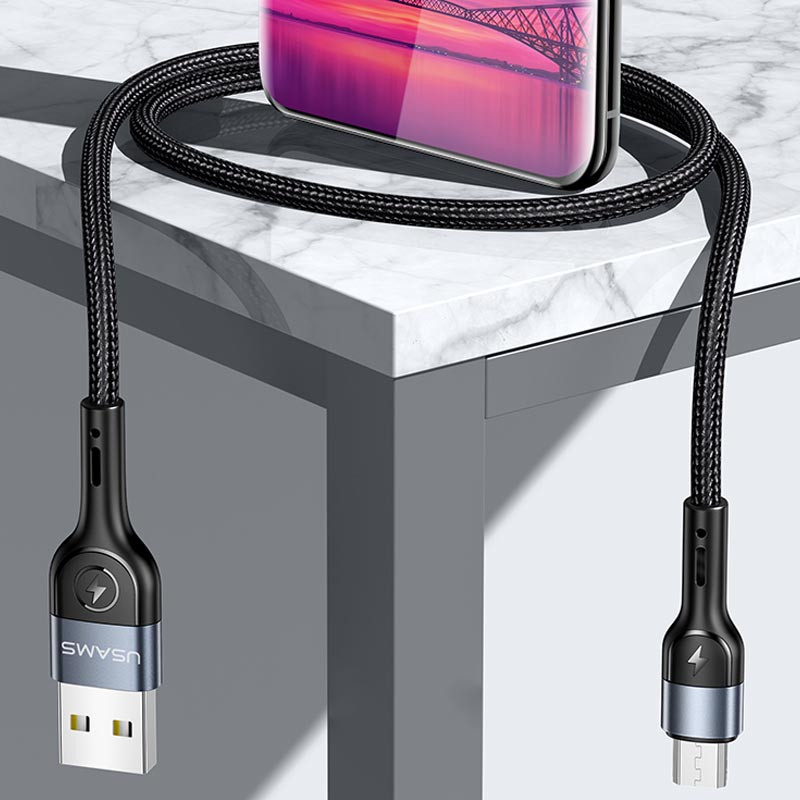 Дата кабель Usams US-SJ450 U55 Aluminum Alloy Braided USB to MicroUSB (1m) (Black) в магазині vchehle.ua