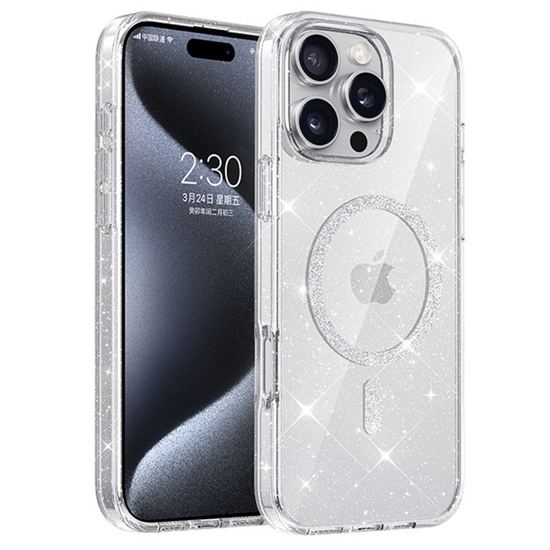 Чехол TPU Eclipse Sparkle (MagFit) для Apple iPhone 16 Pro (6.3") (Clear)