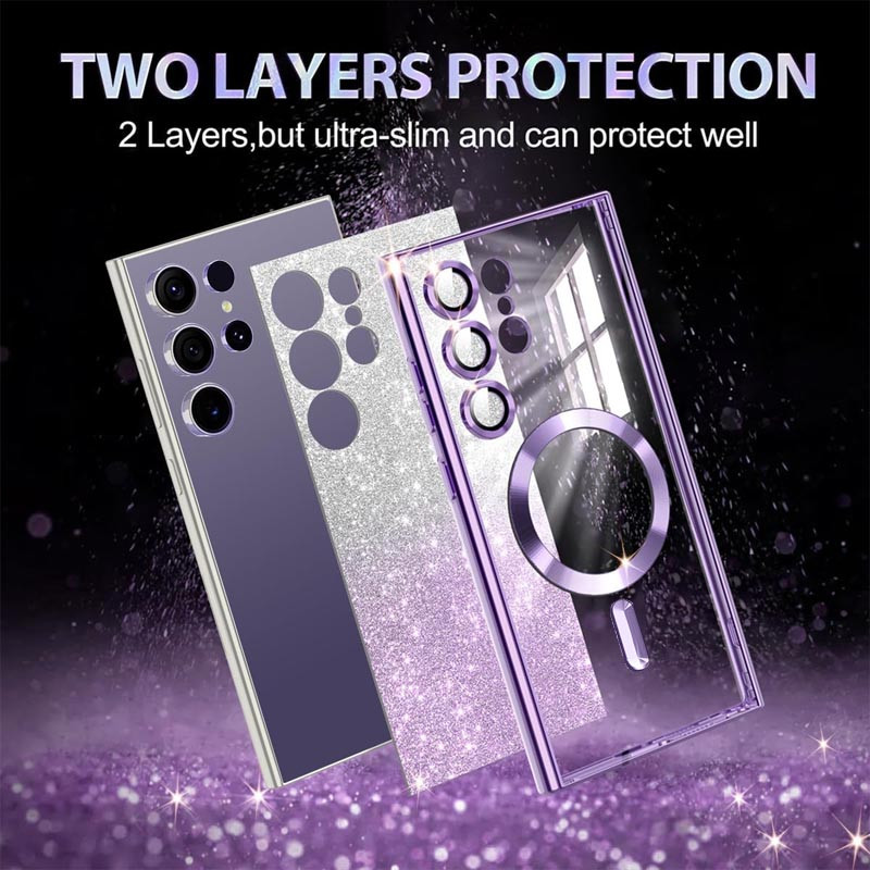 Фото TPU чохол Delight case with Magnetic Safe з захисними лінзами на камеру на Samsung Galaxy S24 Ultra (Фіолетовий / Purple) на vchehle.ua