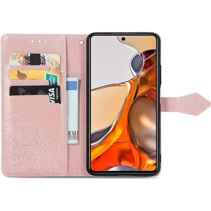 Кожаный чехол (книжка) Art Case с визитницей для Xiaomi 11T / 11T Pro (Розовый) в магазине vchehle.ua