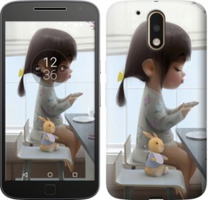 Чехол Милая девочка с зайчиком для Motorola Moto G4 / G4 Plus
