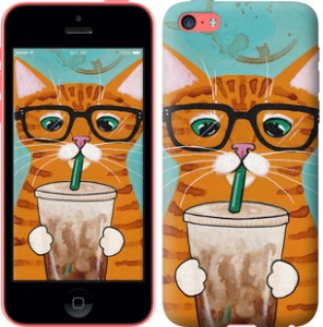 Чехол Зеленоглазый кот в очках для iPhone 5c