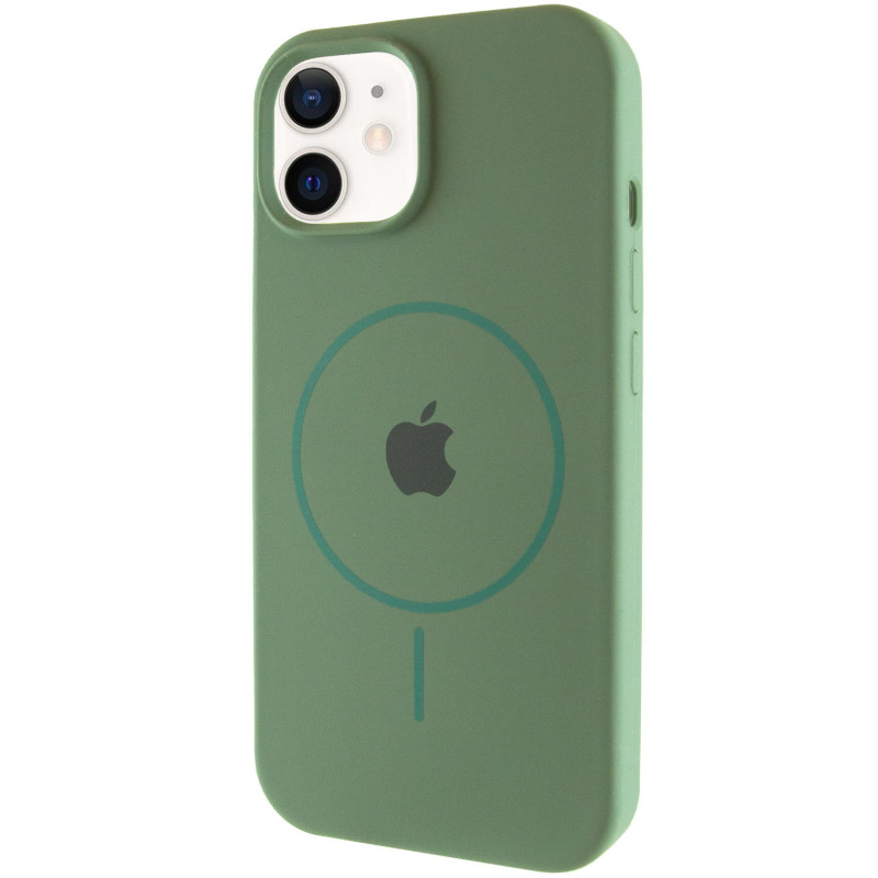 Чехол Silicone Case Full Protective (AA) with Magnetic Safe для Apple iPhone 11 (6.1") (Зеленый / Pine green)