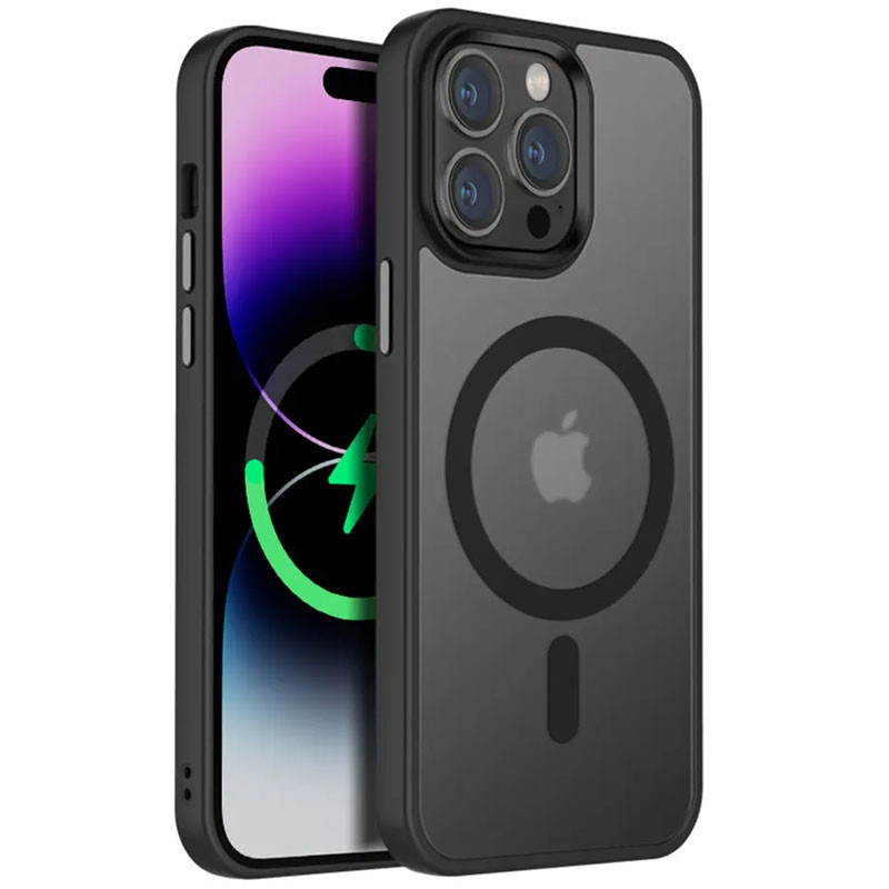 TPU+PC чехол Metal Buttons with  Magnetic Safe Colorful для Apple iPhone 12 Pro Max (6.7") (Черный)