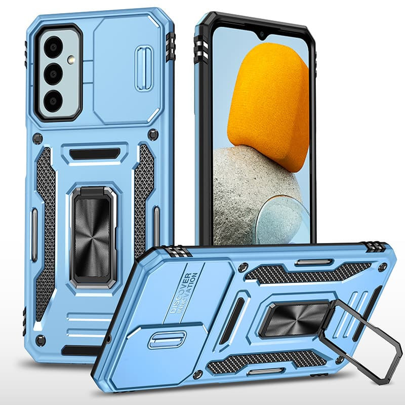Ударопрочный чехол Camshield Army Ring для Samsung Galaxy A14 4G/5G (Голубой / Light Blue)