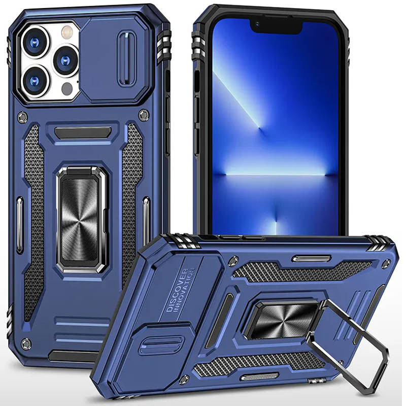 Ударопрочный чехол Camshield Army Ring для Apple iPhone 13 Pro Max (6.7") (Синий / Navy)