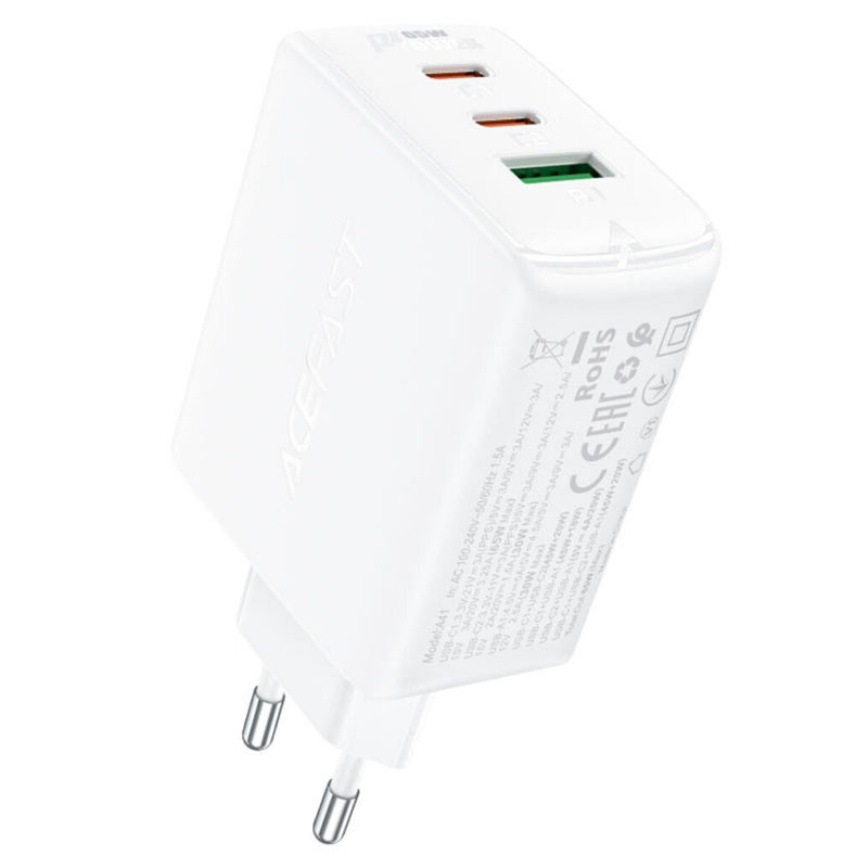 МЗП Acefast A41 PD65W GaN (2*USB-C+USB-A) (White)