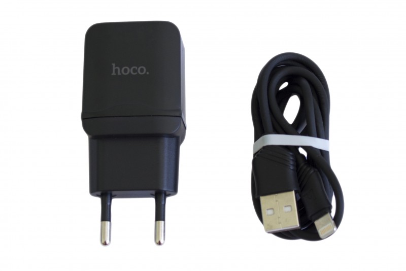 МЗП HOCO C22A USB Charger 2.4A (+ кабель Lightning) (Чорний)
