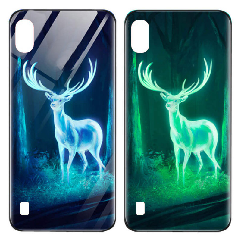 

TPU+Glass чехол светящийся в темноте для Samsung Galaxy A10 (A105F) (Олень / Бирюзовый) 717514