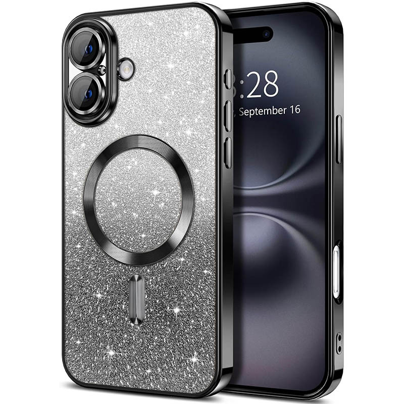 TPU чехол Delight case with Magnetic Safe с защитными линзами на камеру для Apple iPhone 16 (6.1") (Черный / Black)