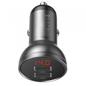 АЗУ Baseus Digital Display Dual USB 4.8A Car Charger 24W (CCBX)