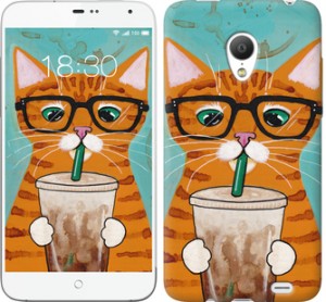 Чехол Зеленоглазый кот в очках для Meizu MX3