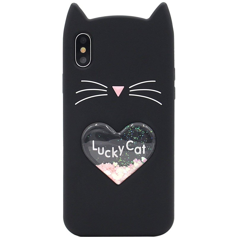 Силиконовый чехол Love Cat 3D для Apple iPhone X (5.8") (Черный)
